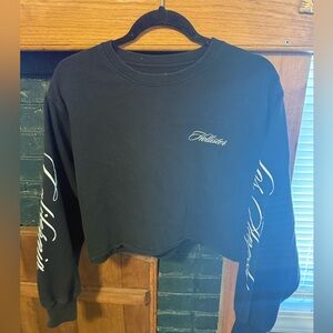 Hollister Black Logo Cropped Crewneck